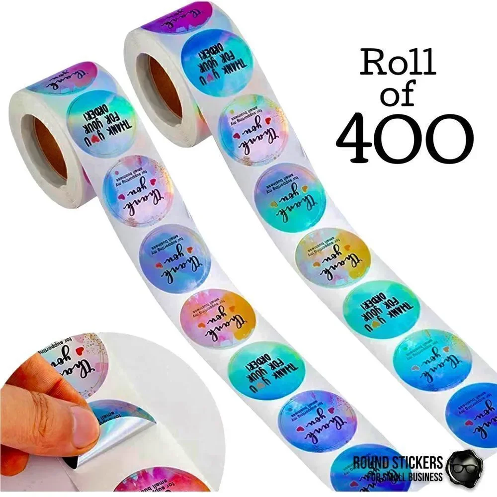 1.5” BULK ROLL 400 THANK YOU FOR SUPPORTING SMALL BUSINESS STICKERS IRIDESCENT